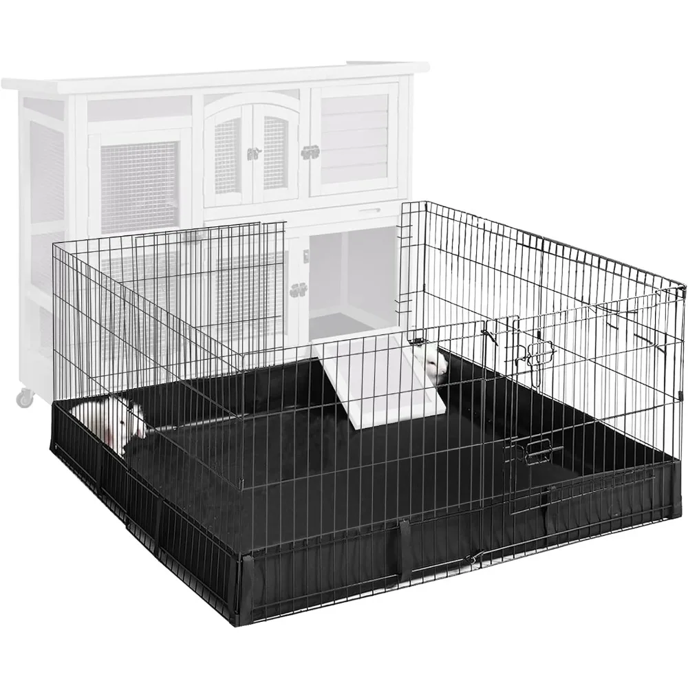 

Pet Playpen Guinea Pig Cage Small Animal Rabbit Exercise Pen with Waterproof Floor Liner - Extension Playpen ONLY