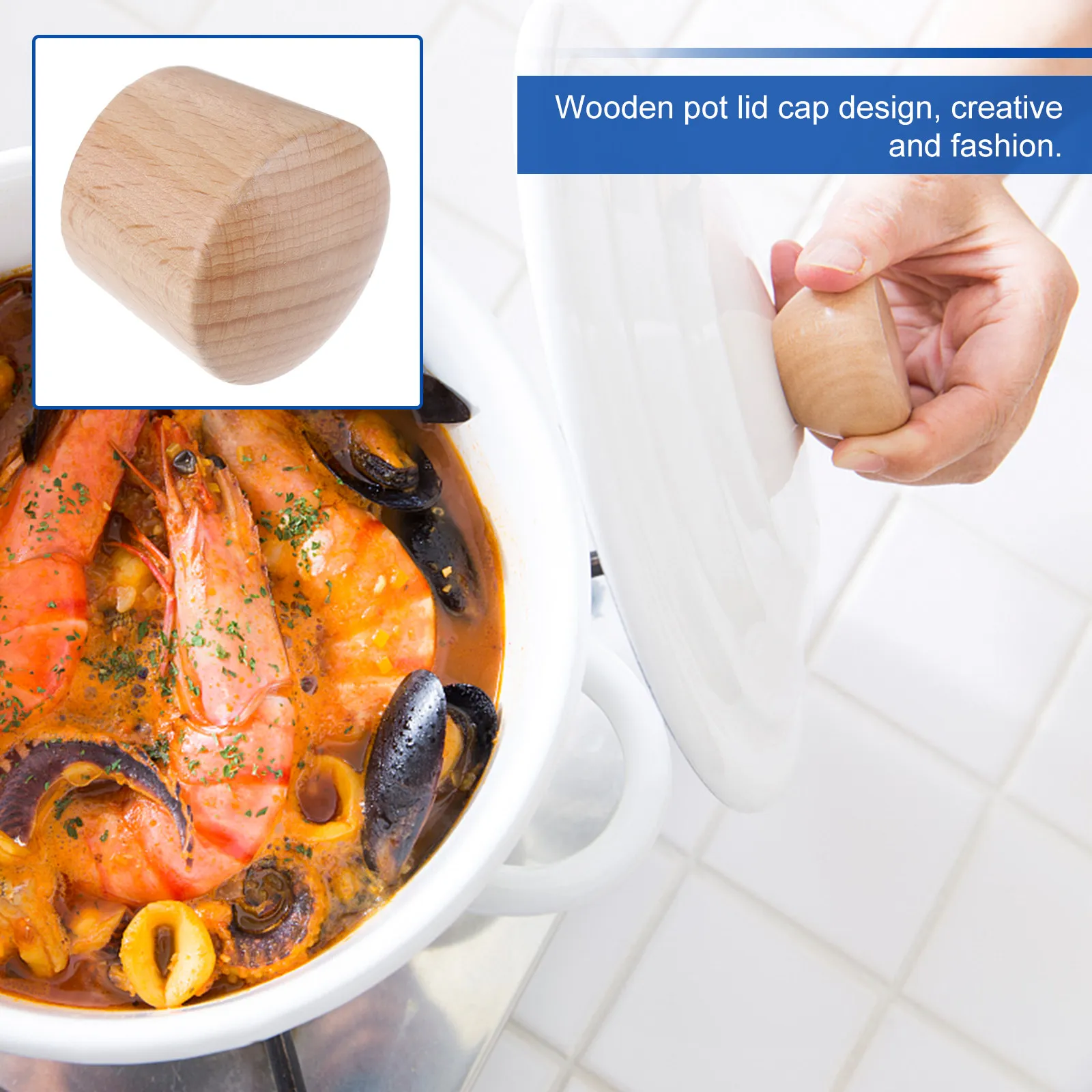 2Pcs Unique Wooden Pot Lid Knobs Replacement Handles for Pots and Saucepans Heat Resistant Insulating Anti Rust Comfort Grip