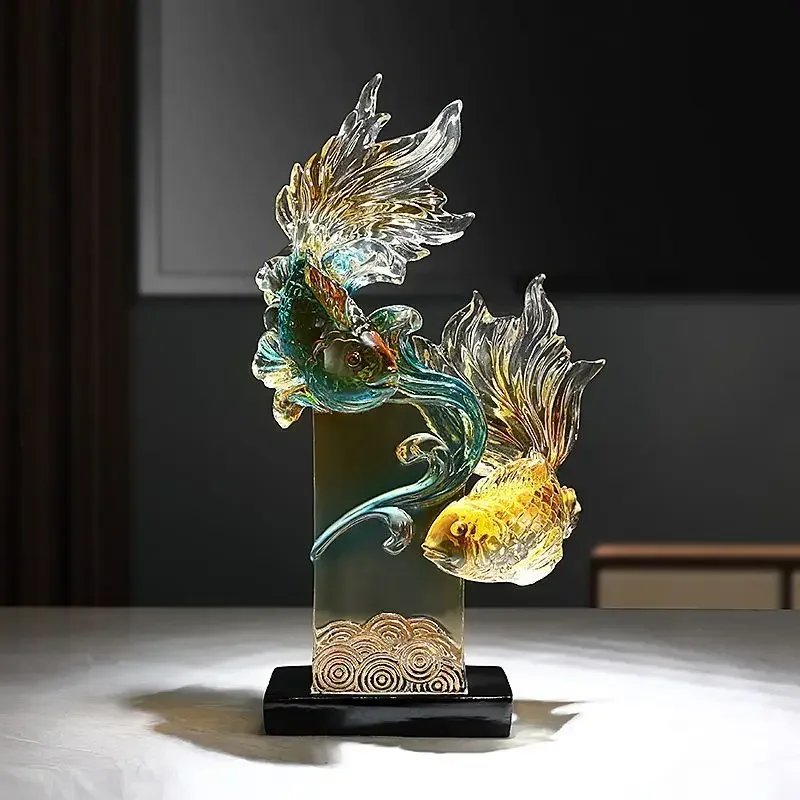 Lucky Carp Statue Decoration Resin Crafts Office Desktop Home Accessories New Year Wealth Attraction Gift