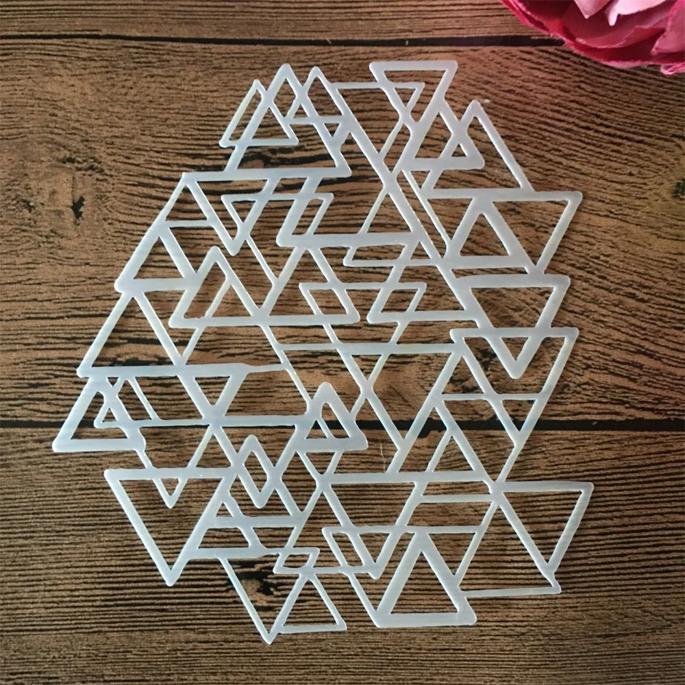 8Pcs/Set 13*13cm Geometry Round Hexagen Triangle DIY Layering Stencils Painting Scrapbook Coloring Embossing Album Deco Template