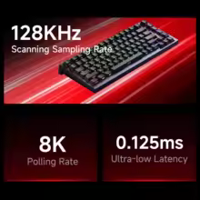 Gráfico destacando a performance de 128K de amostragem e 8K de polling rate do teclado