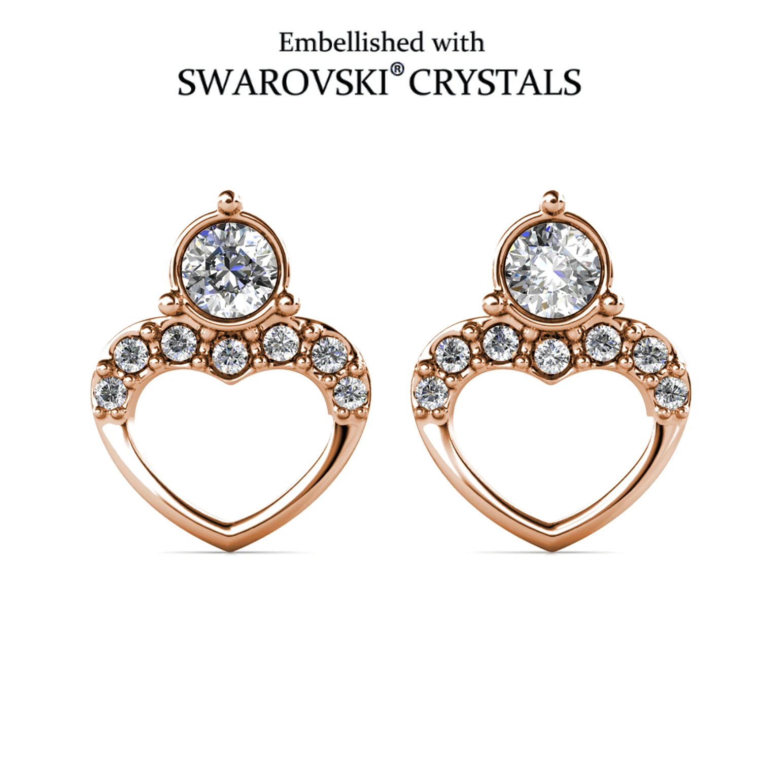 

Романтические серьги-сердечки, украшенные кристаллами Сваровски, медь, розовое золото, женские украшения, модные вечерние подарки на день рождения