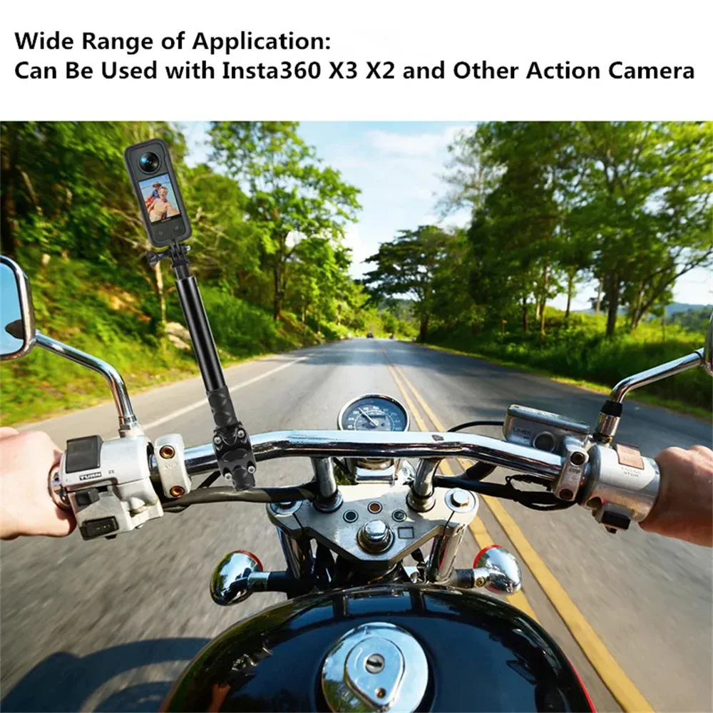 Motorcycle Bike Adjustment Handlebar Mount Invisible Selfie Stick Bicycle Monopod for GoPro 12 Insta360 One R Camera Accessories