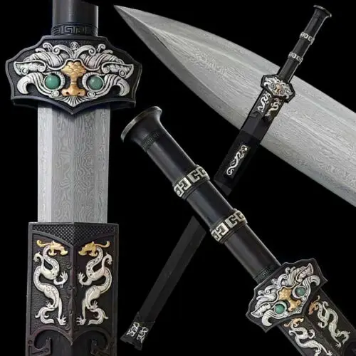 High Quality Han Jian Sword Folded Damascus Steel Chinese KungFu Dragon Sword