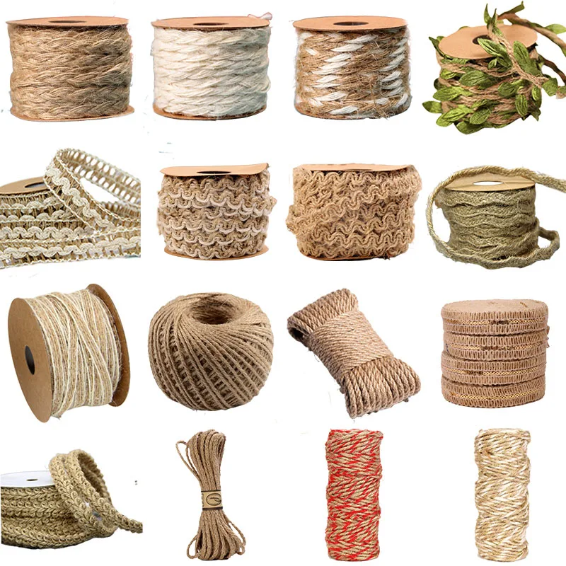 5M Natural Jute Rope Ribbon Bow Craft DIY Wedding Vintage Jute Cord Twine Gift Wrap Sewing hemp Party Christmas Home Accessories