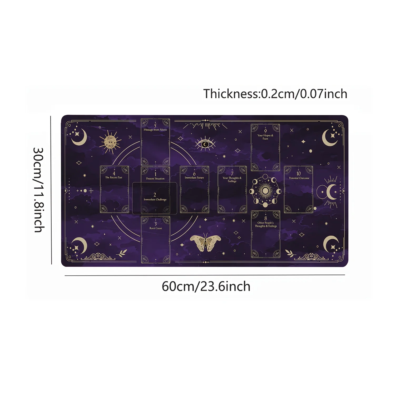 Mysterious Celestial Tarot Reading Mat Non-Slip Rubber Gaming Mouse Pad With Stitched Edges For Office Home Desk Accessory