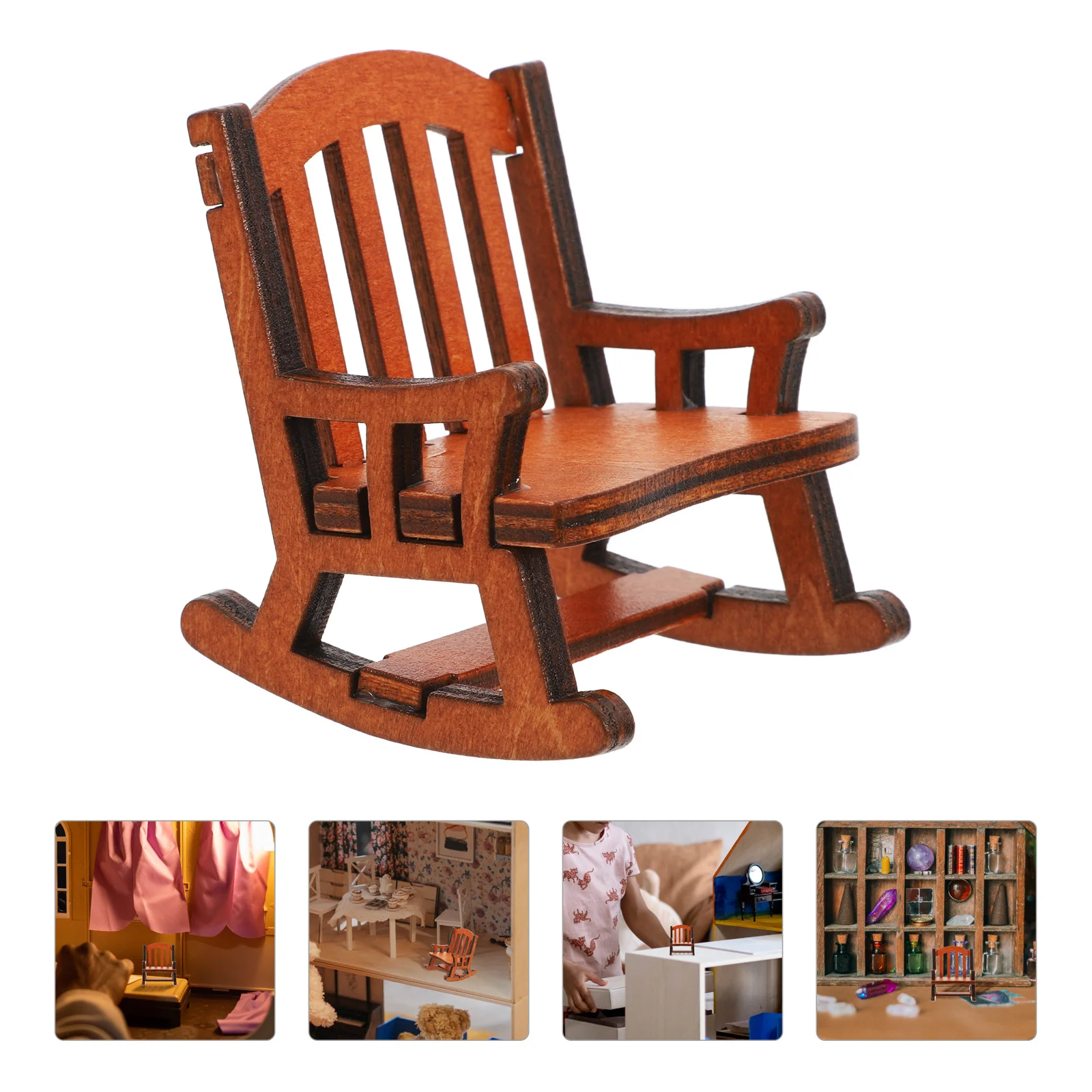 Rocking Chair Decoration Mini for House Vintage Model Miniature Figurines Small Craft