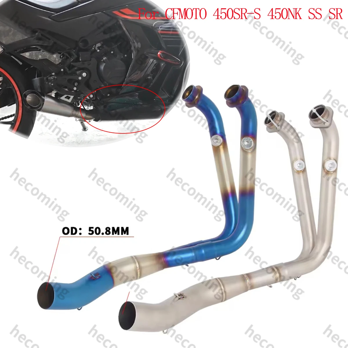 

Slip on For CFMOTO 450SR-S 450SRS 2023 2024 2025 Exhaust Header Pipe Muffler Exhaust Escape Modify Front Link Pipe