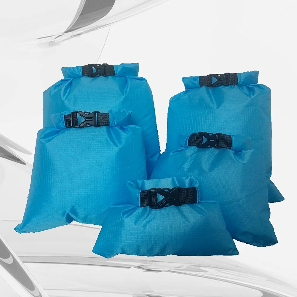 5 قطعة حقيبة جافة مقاومة للماء 1.5L 2.5L 3.5L 4.5L 6L لفة علوية مختومة مزدوجة مخيطة للتجديف والتخييم والقوارب في الهواء الطلق