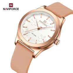 NAVIFORCE Fashion Quartz Wristwatches Ladies Silicone Strap Watches Elegant Woman Watch Round Waterproof Hand Clock Dropshipping