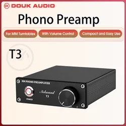 Douk Audio T3 HiFi MM RIAA Phonograph Preamplifier RIAA Home Record Player Phono Stage Preamp Turntable Amplifier Volume Control