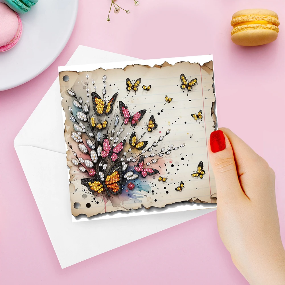 6 قطعة بطاقة هدية اللوحة الماسية DIY 5D حجر الراين الفنون تحيات عيد ميلاد بطاقة اليدوية الماس اللوحة تحية شكرا لك بطاقة #1