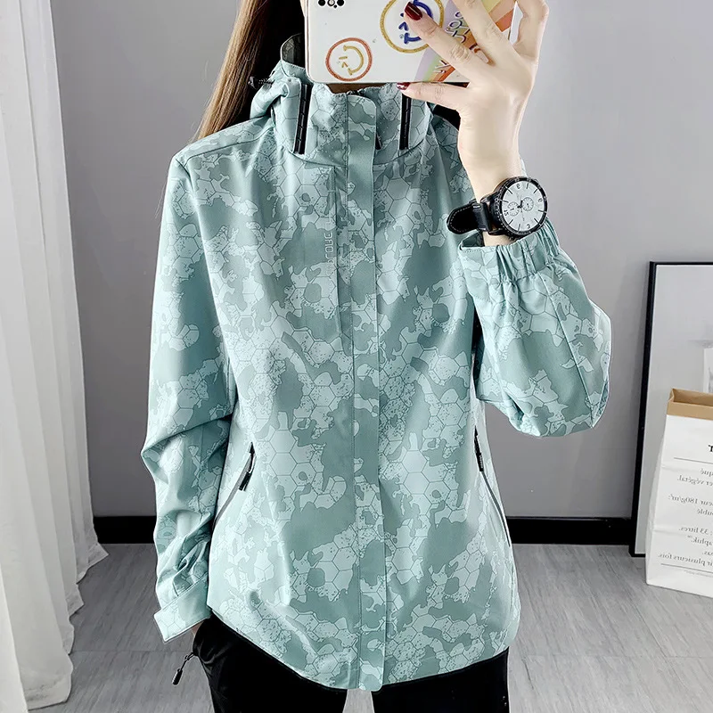 

Outdoor Camouflage Jacket Women Men Windproof Waterproof Camping Hiking Hooded Jacket Sport Running Mount Windbreaker Coats