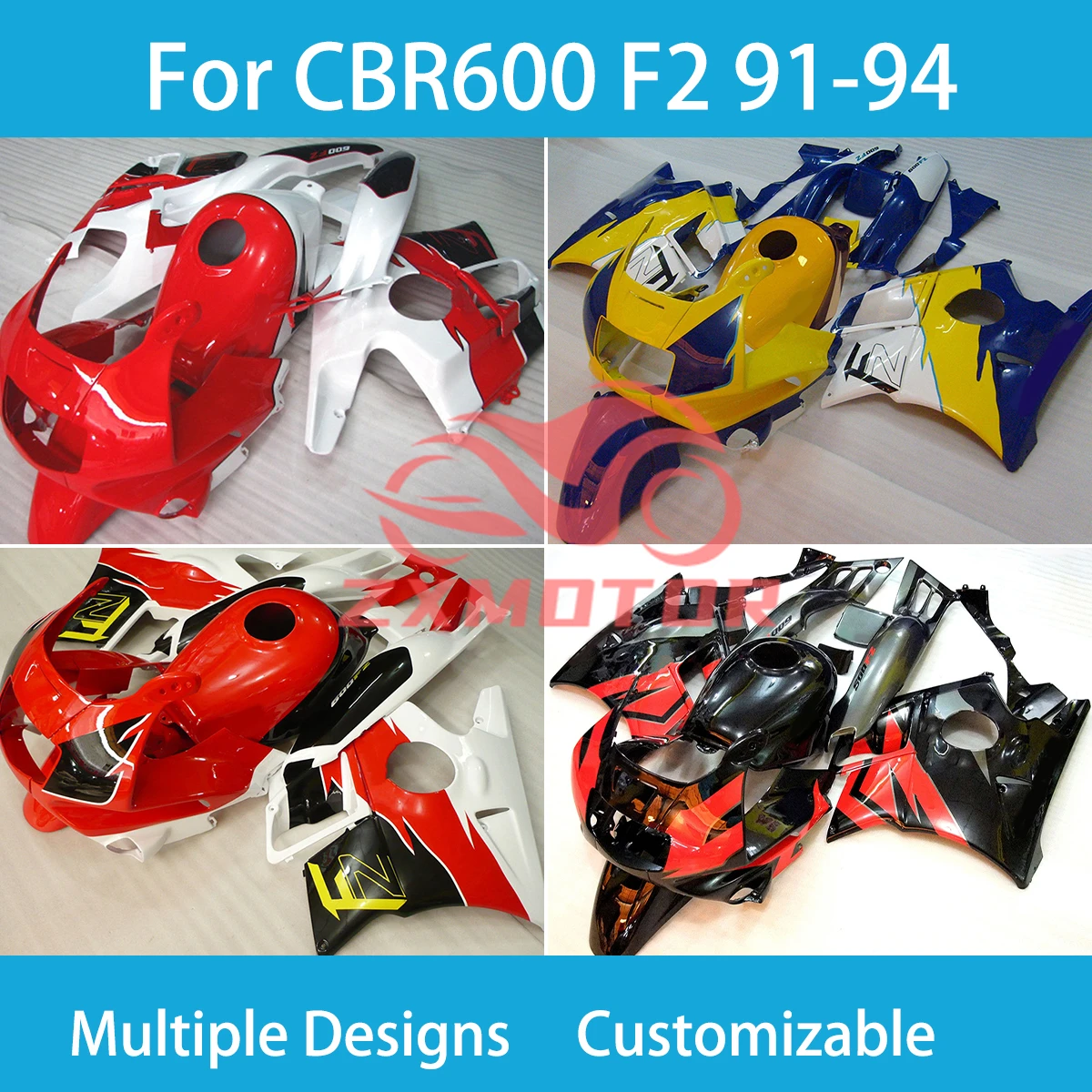 Fairing Set for Honda CBR600 F2 91 92 93 94 Dirt Bike Motorcycle Plastics Fairings CBR 600 F2 1991 1992 1993 1994