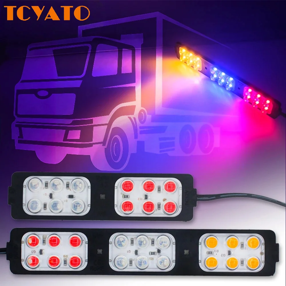 TCYATO 12 red and blue flashing lights, truck trailer signal lights, warning lights, 12V/24V high-brightness trucks and vans