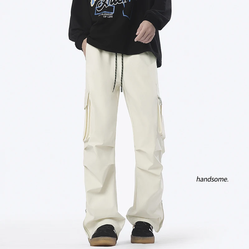 Half-zip Multi-pocket Trousers Men Windproof Waterproof Quick Drying Cargo Pants Outdoor Lightweight Mountaineering Pants