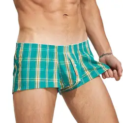 New SEOBEAN Cotton Plaid Boxer Shorts Men's Classic Underwear Men Boxers Loungewear Underpants Sleep Aro Pants Shorts