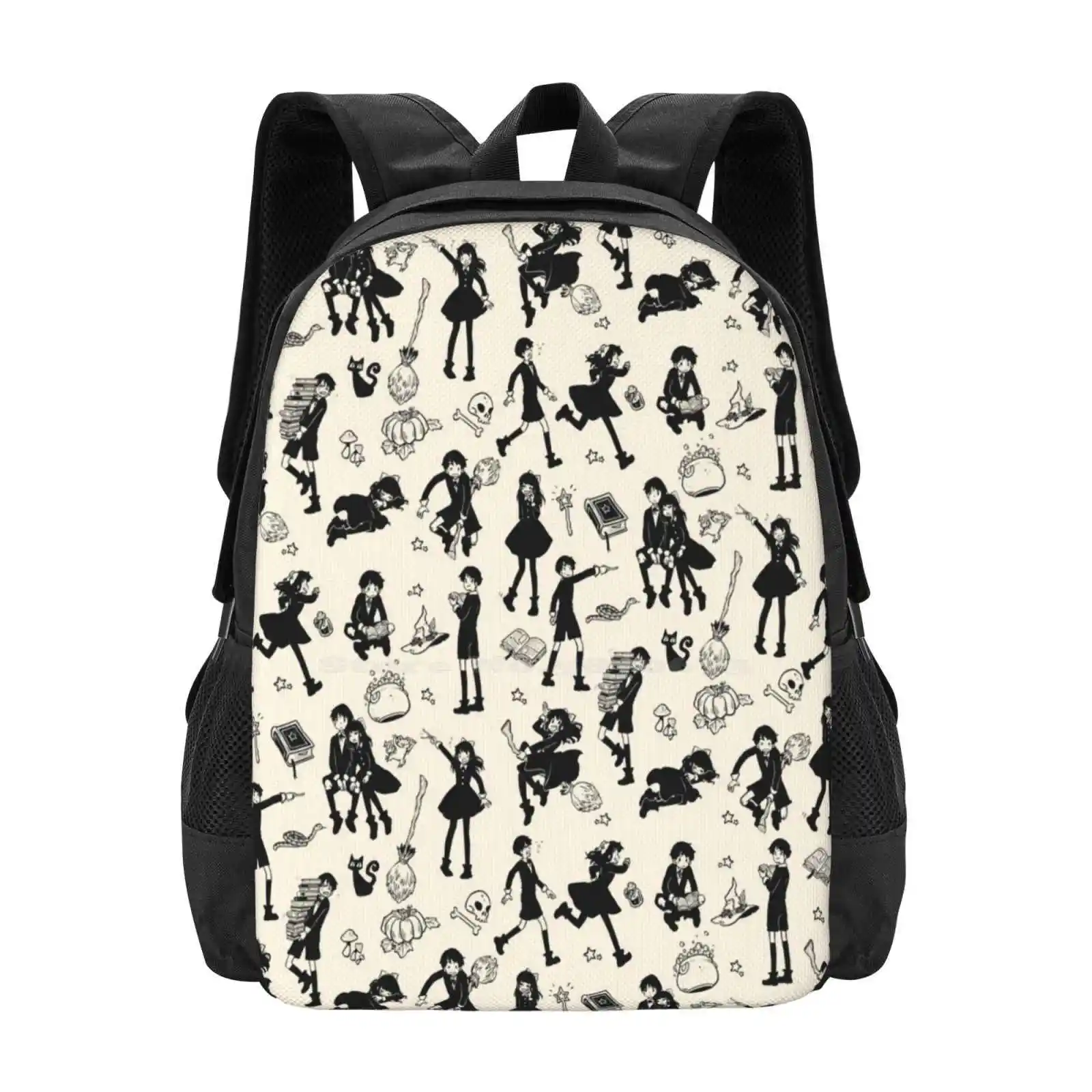 Magic Fashion Pattern Design Travel Laptop School Backpack Bag Magic Hooky Webtoon Witches Comic Cute Sleeve Siblings Twins