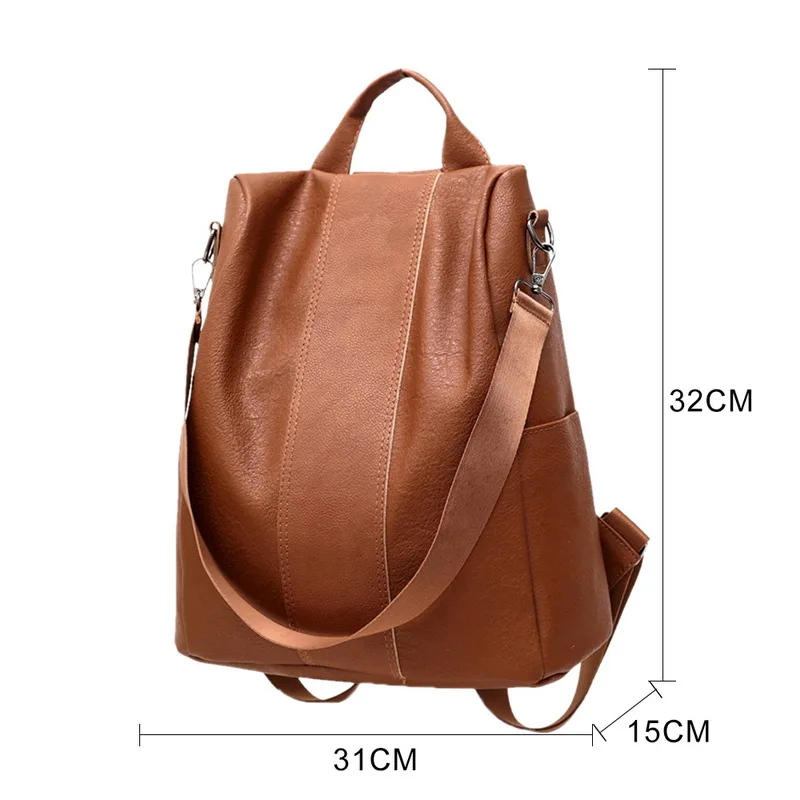 Anti-theft Vintage Leather Backpack Women Shoulder Bag Ladies High Capacity Travel Backpack School Bags for Girls