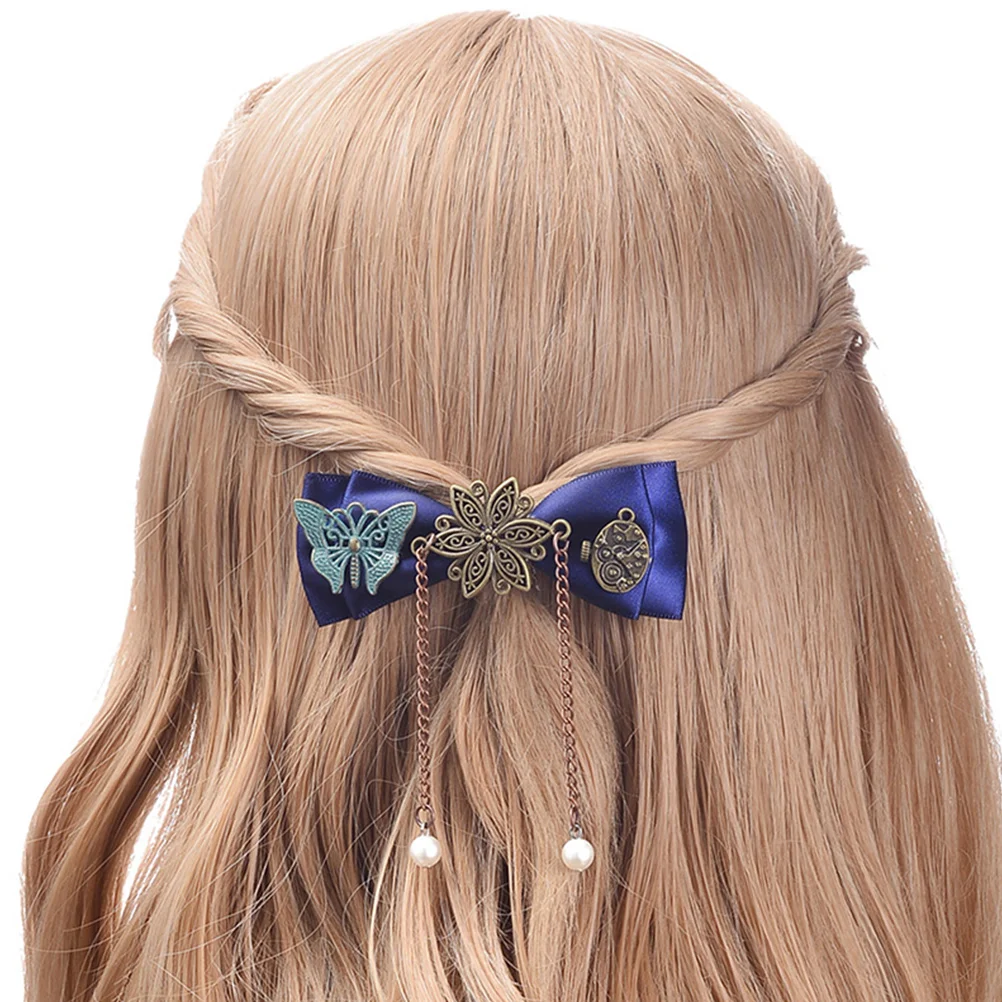 

2pcs Gear Hairpin Clip Steampunk Accessories Women Bows Gothic Hair Slides Decorative Clips Vintage Bowknot Barrette Travel