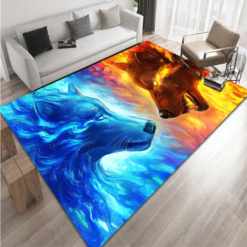 Fierce Wolf Pattern Living Room Carpet Floor Mat carpets for bed room  living room decoration  decoration chambre