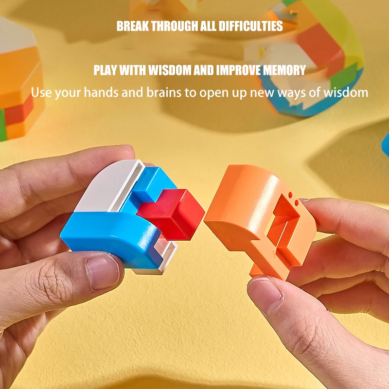 6/10 قطعة ثلاثية الأبعاد لغز لوبان مجموعة غلق كرات بلاستيكية سحرية ملونة مكعب التدريب الفكري تخفيف التوتر ألعاب تعليمية للطفل #3