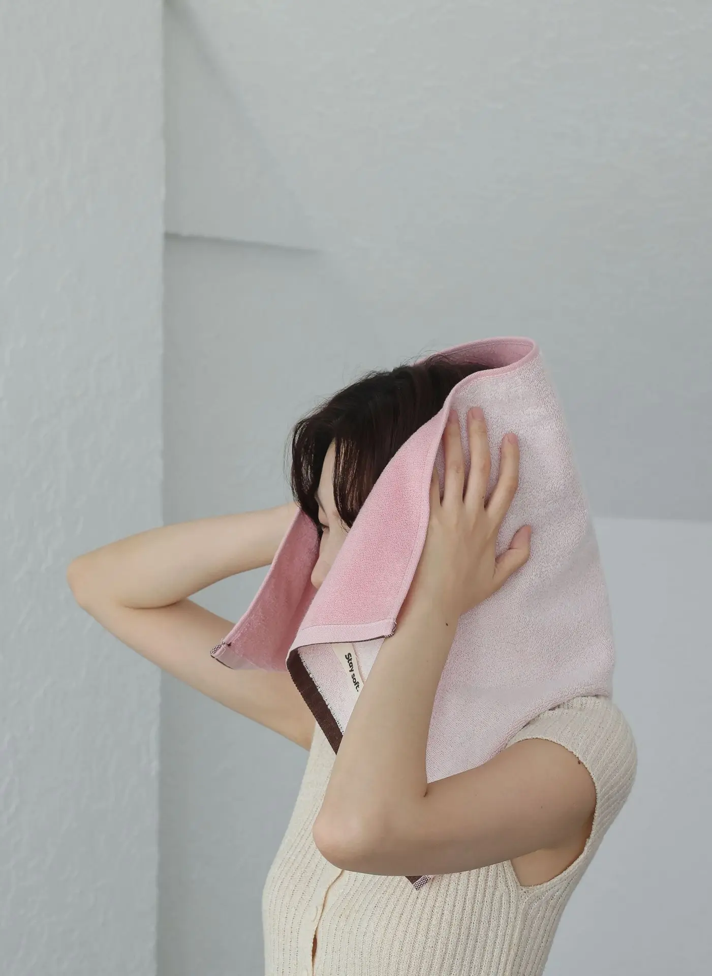 AB Kleurcontrastende handdoek van puur katoen Geweven handdoek Gekamde katoenen handdoek Huishoudelijke absorberende gezichtshanddoek, badhanddoek