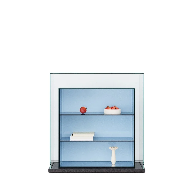 Blue glass display case, Bauhaus multi-layer storage porch display bookcase