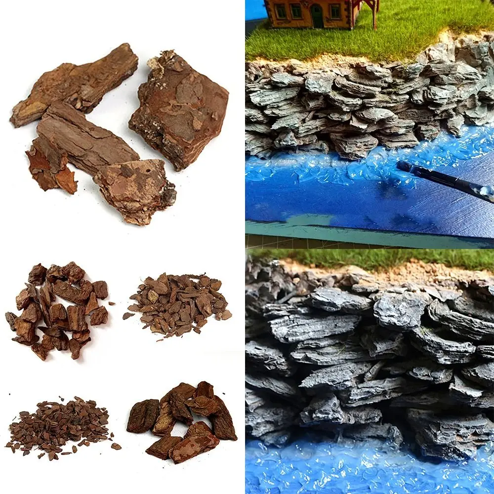 50g Bark Fairy Garden Micro Landscape Simulation Bench Rock Stone Mountain Platform Scene Model Sand Table Layout