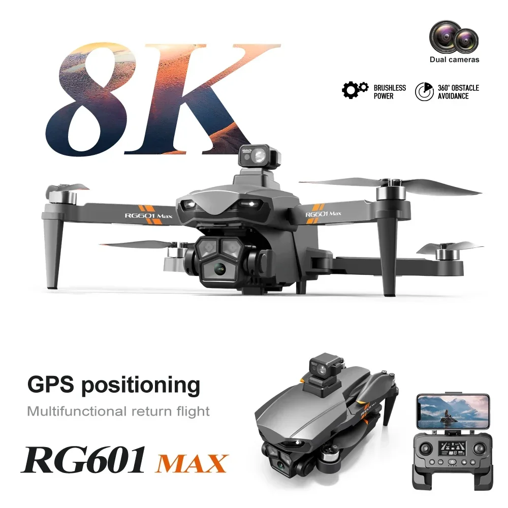 RG601 MAX Brushless Drone GPS 8K HD Dual Camera Drones Obstacle Avoidance Automatic Return Remote Control Dron Toys Gift 600M