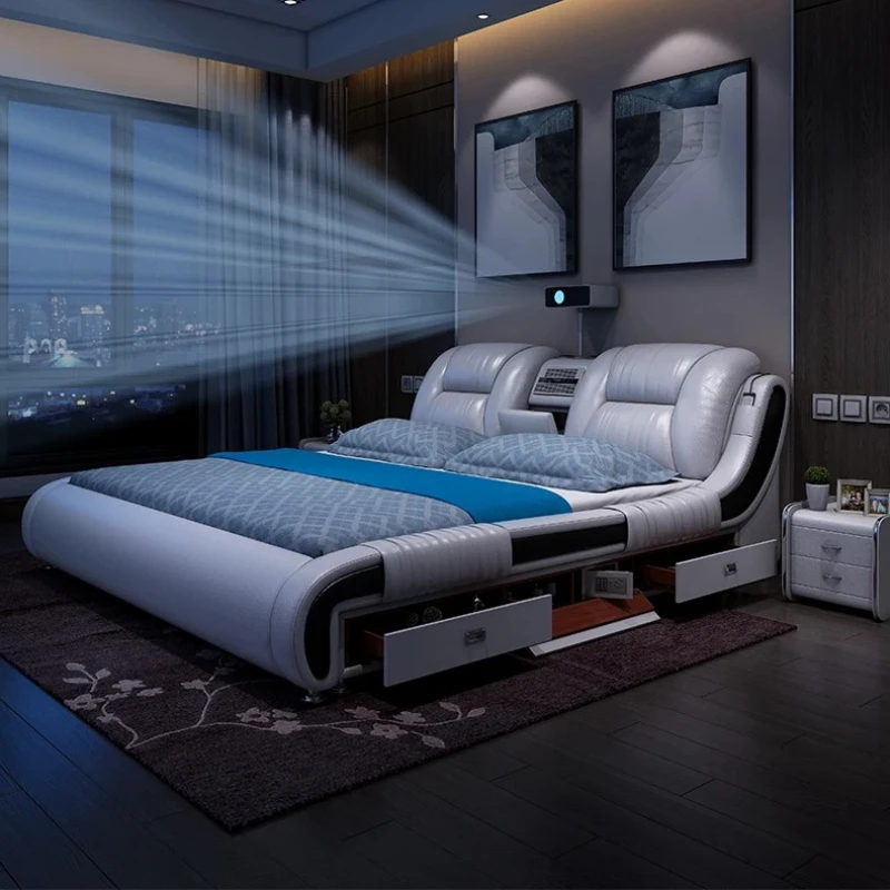 Queen Frame Double Bed Luxury Support Modern Twin Living Room Double Bed Storage Princess Letto Matrimoniale Bedroom Furniture
