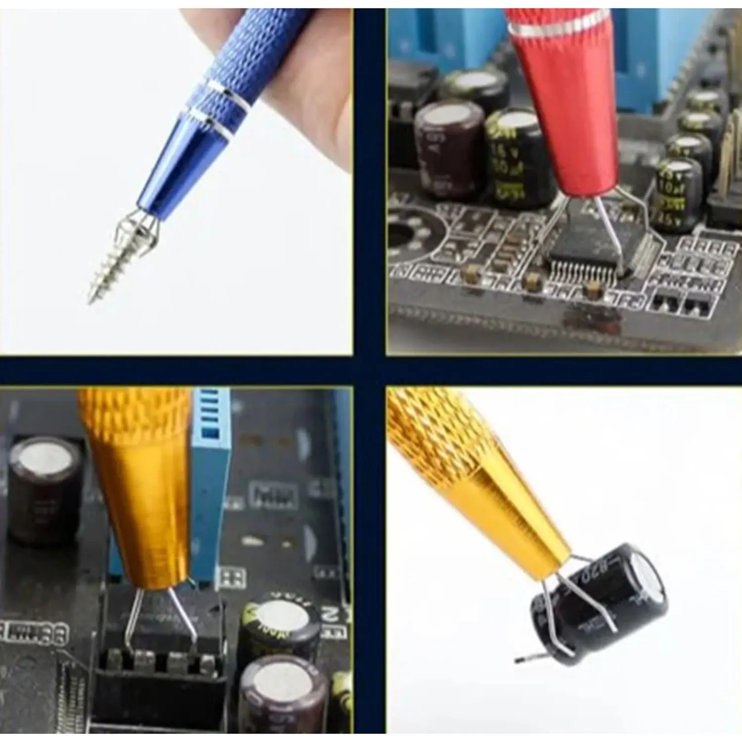 Pinça Extratora de Componentes Eletrônicos com Quatro Garras, Extrator de Chips, Extrator de Parafusos, Caneta de Recolha, Ferramenta Manual para Reparo de Joias