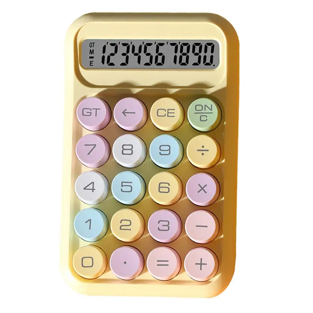 Round Button Calculator Retro Typewriter Style Mechanical Calculator with Lcd Display for School Office Use Cute 10 for Everyday