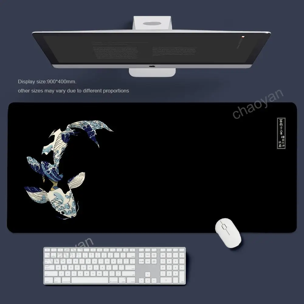 Schwarzes Kunst-Mauspad, Schreibtischunterlage mit genähtem Rand, rutschfeste Gummi-Gaming-Matte, Tastatur-Mauspads, Büroteppich, Tischmatten
