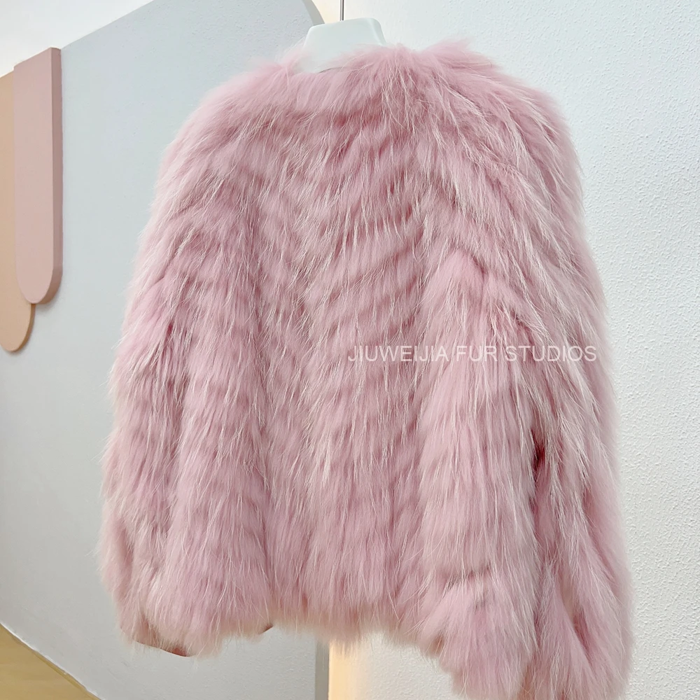 2026 Winter New Fur Strip Sewed Together Short Style Thin Raccoon Fur Fox Fur Coat Young Women's Coat