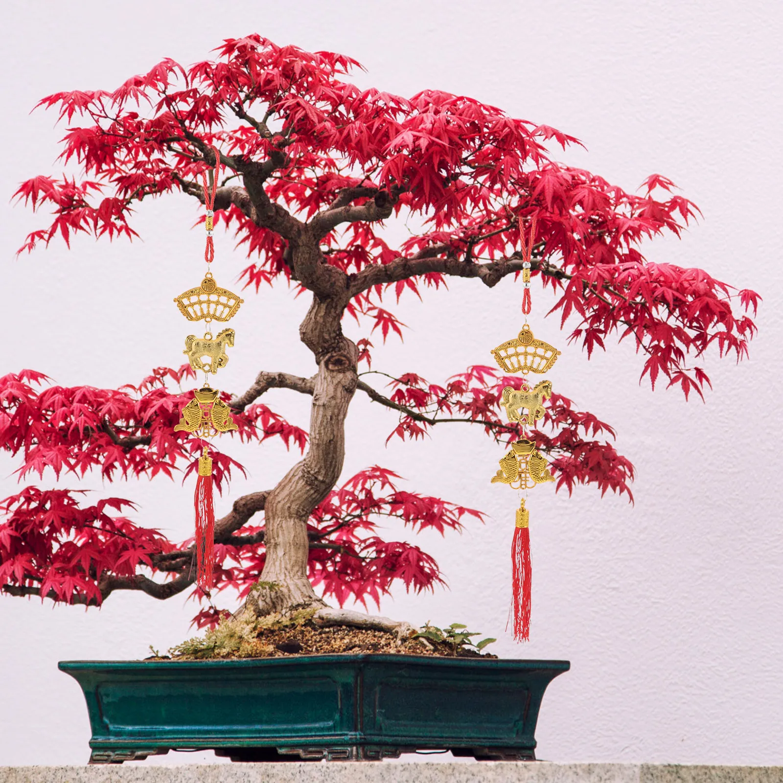 

8Pcs Chinese Lunar New Year Hanging Decorations Horse Year Pendants for Walls Doors Plants Prosperity Luck Charm Festive Asian