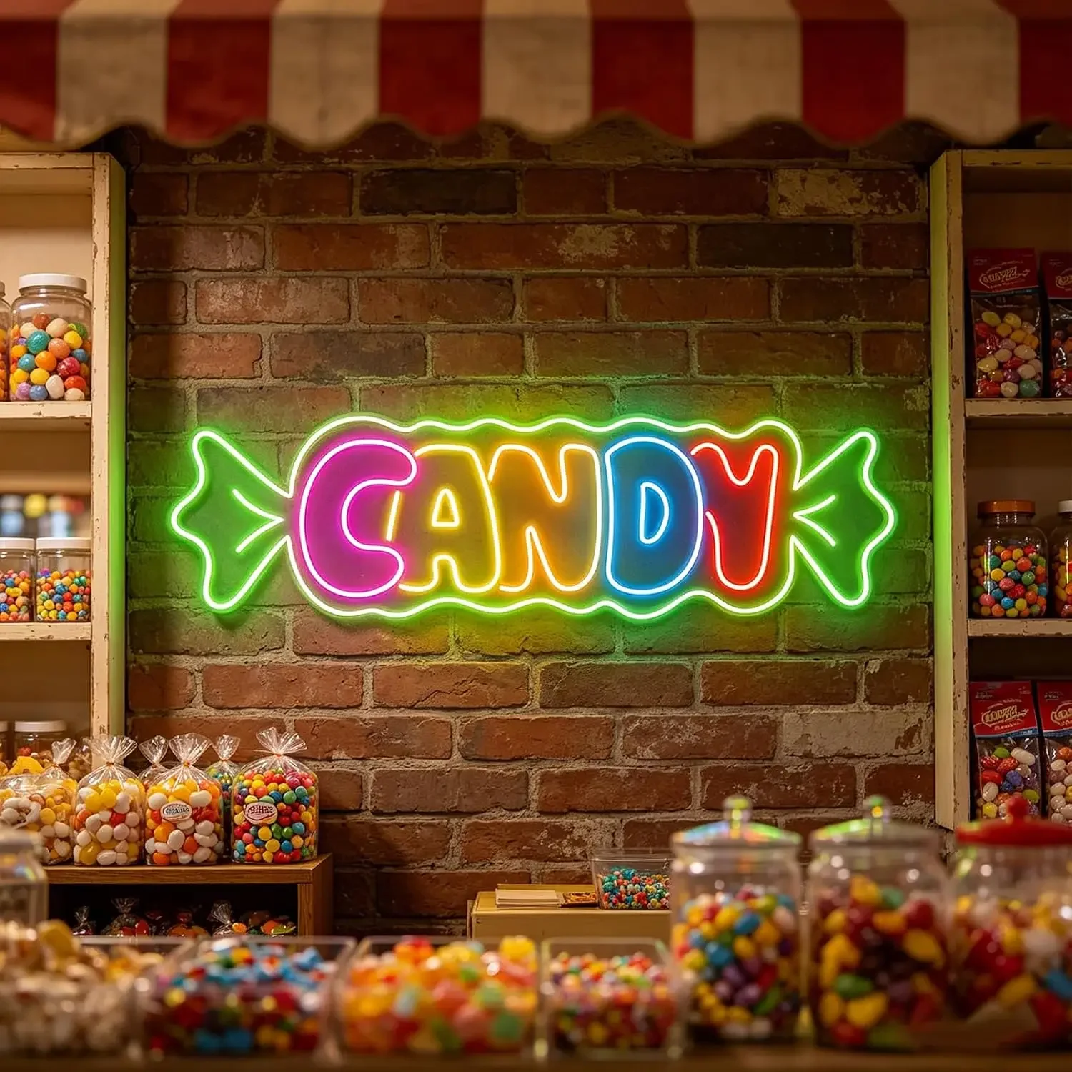 Candy Neon Sign, USB Powered LED Neon Light, Candy Shop Bedroom Cafe Bar Sweet Store Party Decoration Gift Business Night Light