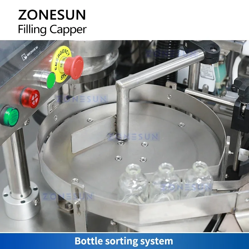 ZONESUN ZS-AFX10 Automatic Vial Bottle Liquid Filling Stoppering Capping Machine Monoblock Peristaltic Pump Capper Sealer