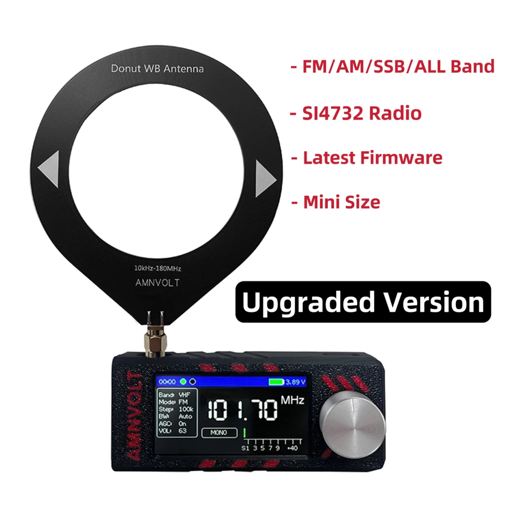 SI4732 0.5-108mhz Portable Radio LSB USB AM FM Pocket Mini Radio 1.9inch IPS Screen All Band Radio Receiver HF SW MW VHF Radio
