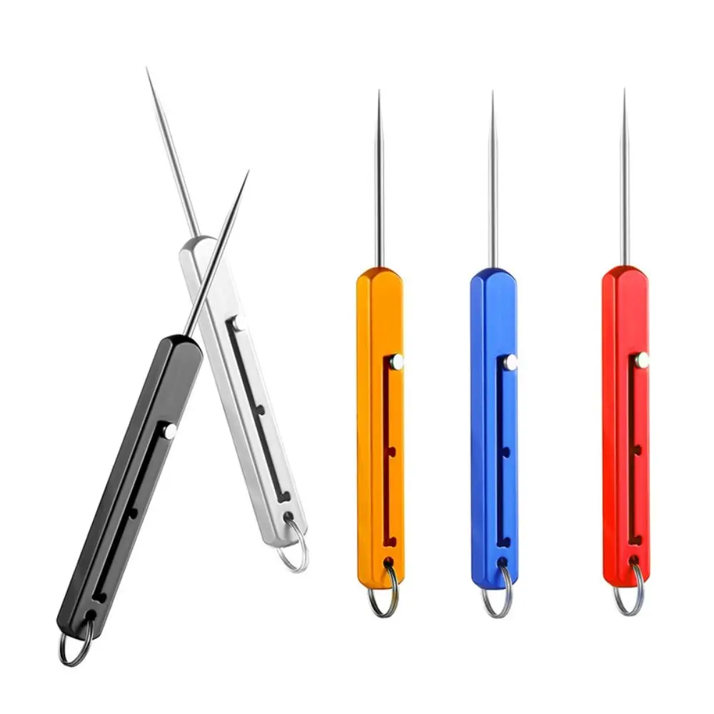 Camping 3 Gear Push-pull Pocket Toothpick Fruit Pick Metal Titanium Toothpicks