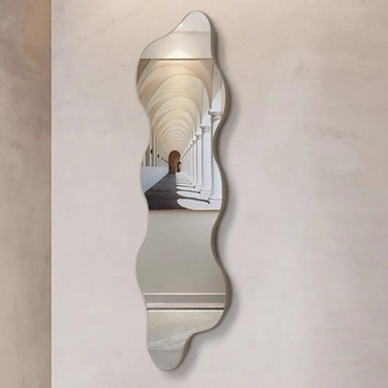 Wave special-shaped decorative design sense full-body household wall-mounted irregular wall-mounted entrance full-length mirror