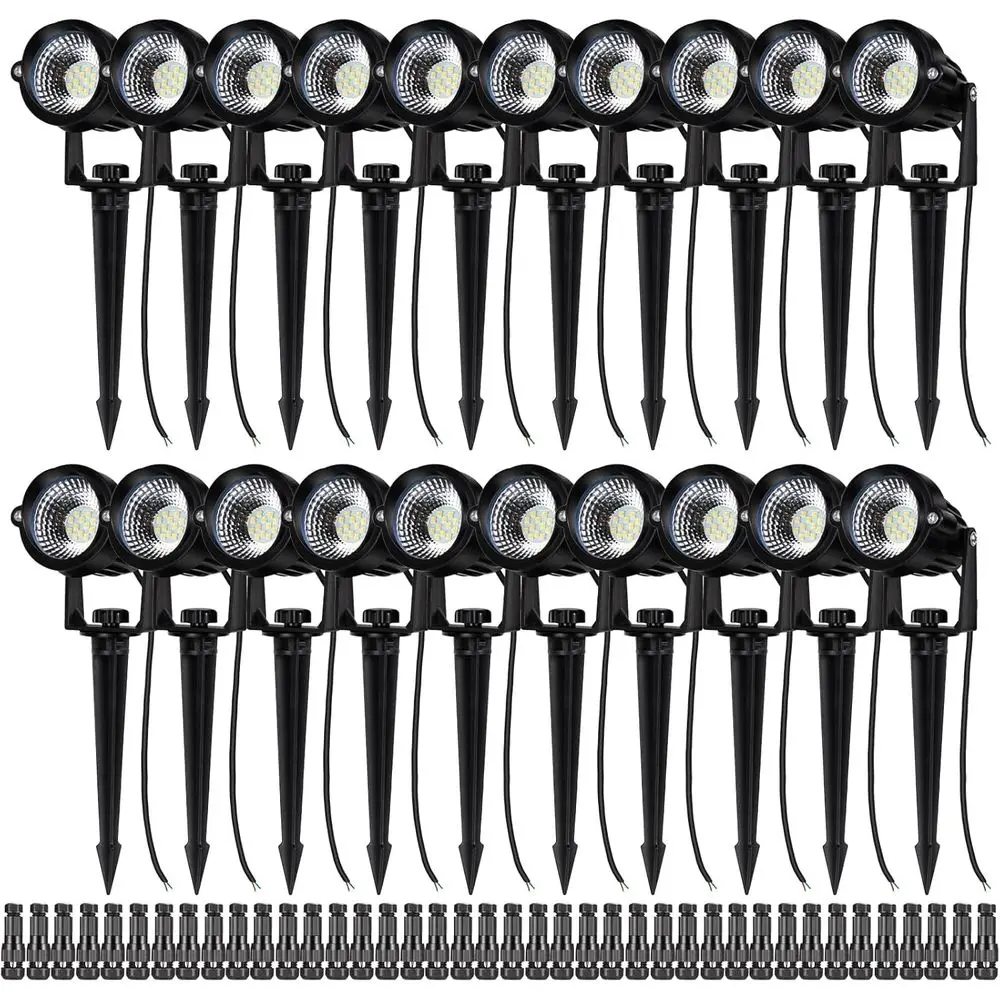 

Набор из 20 светодиодных прожекторов, водонепроницаемые уличные светильники для садовых дорожек, теплый белый свет 3000K