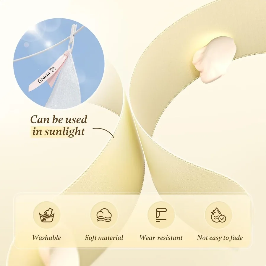 N1 새틴 리본 세트 (N1 라벨 메이커 전용) 선물, 결혼식, 파티, 공예, 포장, DIY용 베이지색 새틴 리본 14mm x 5.1m (검정색 포함)