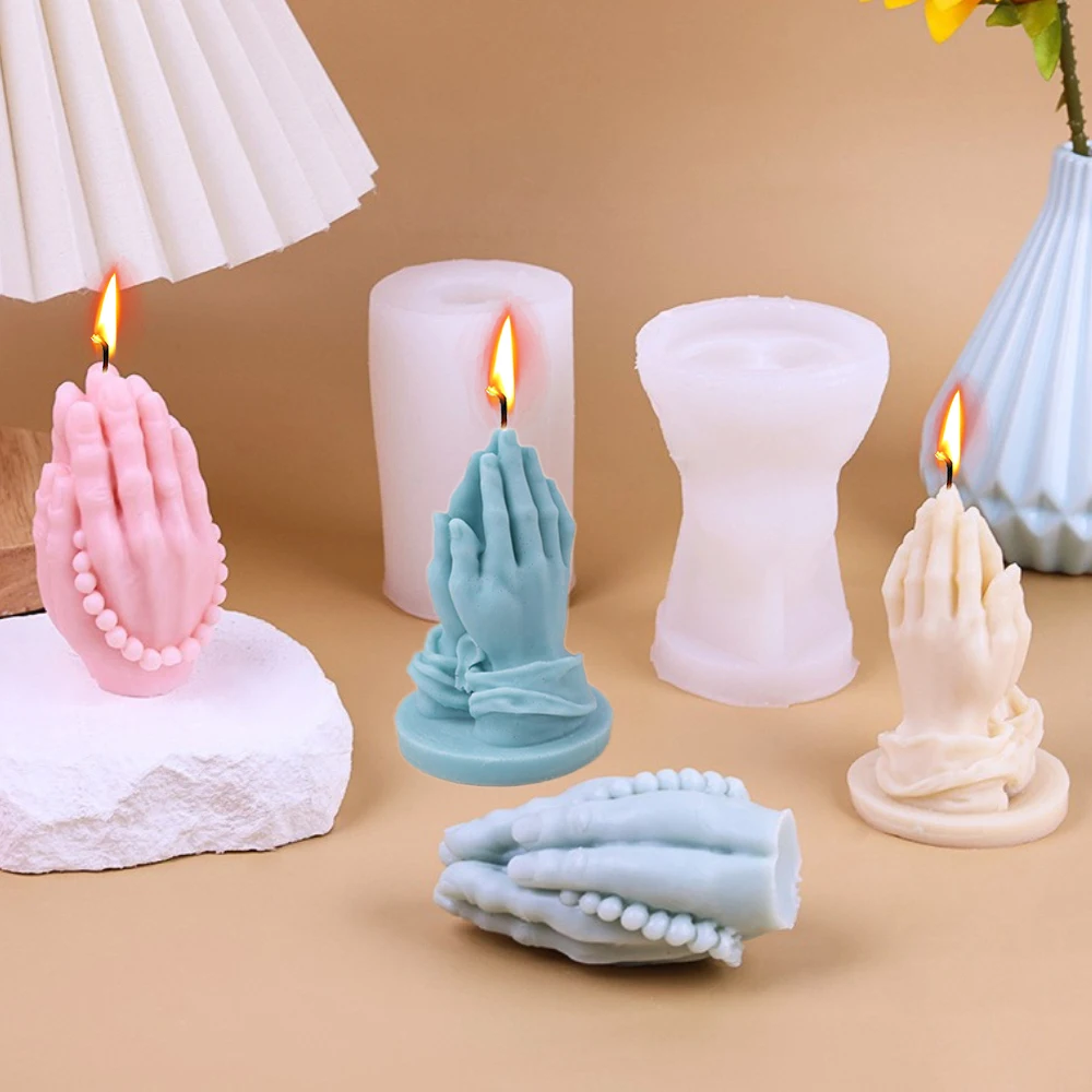 Hand in Hand Gebet Duftkerze Silikonform DIY 3D Palm Harzform Gips Keramik Ton Herstellung Werkzeuge Handwerk Geschenke Home Decor