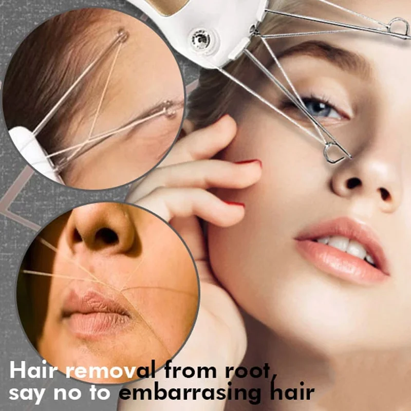 حار الكهربائية النساء لنزع الشعر الرجال الجسم الوجه الساق الرقبة مزيل شعر الوجه لسيدة مع خيط القطن ماكياج أداة التجميل