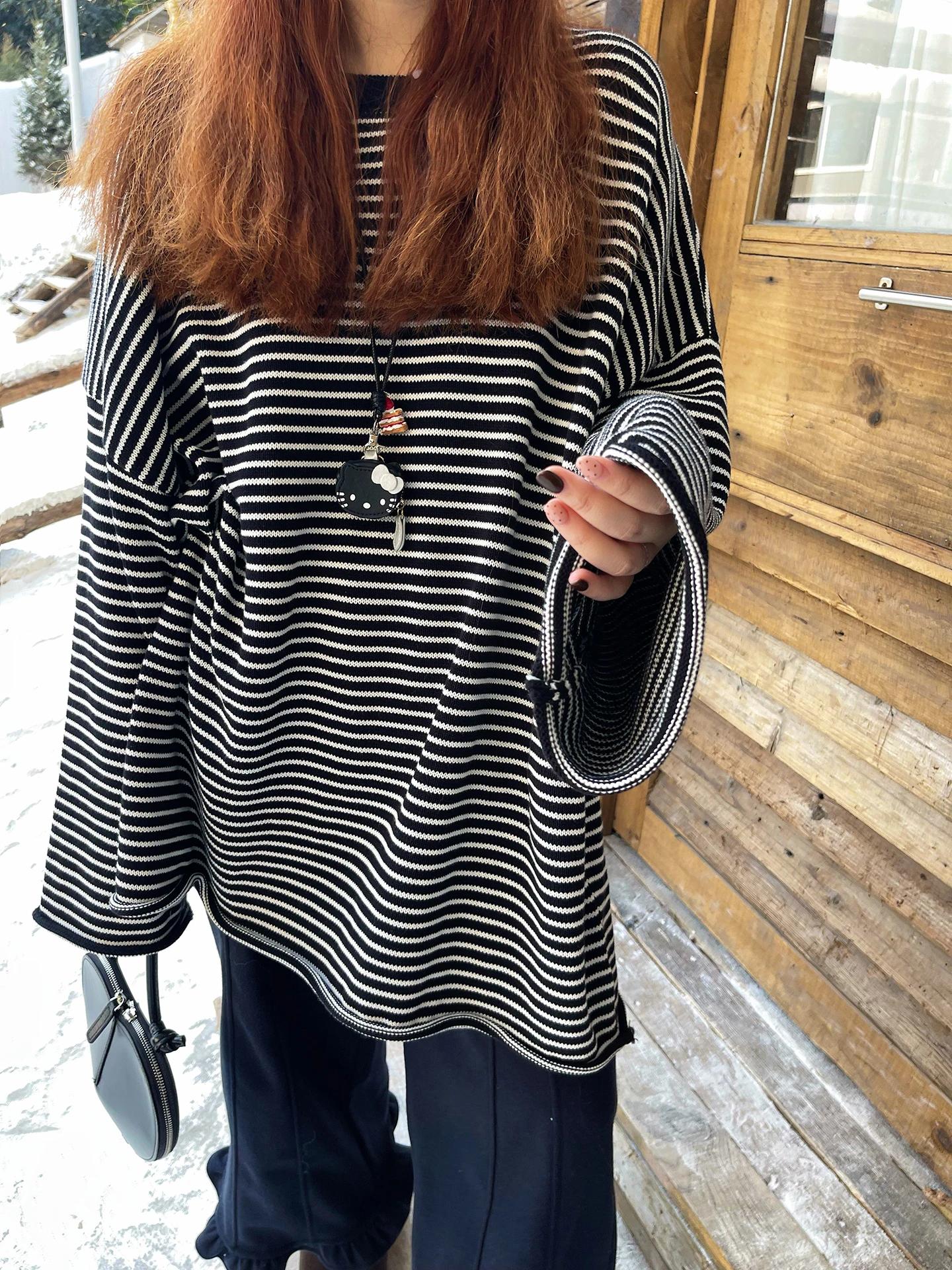 

Свободный вязаный свитер оверсайз для женщин, осенне-зимняя верхняя одежда, удобный, дышащий, мягкий, длинный, с круглым вырезом, топ