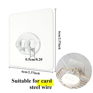 Nhãn dán Coors trong suốt mà không cần may, nhà tự làm sạch mạnh mẽ, phòng tắm và bếp bếp 6 móc treo bán hàng chính trong acrylic - №6