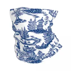 Blue Willow Ancient Ming Porcelain Bandana Neck Gaiter for Ski Camping Men Women Wrap Scarf Chinoiserie Pattern Balaclava Warmer