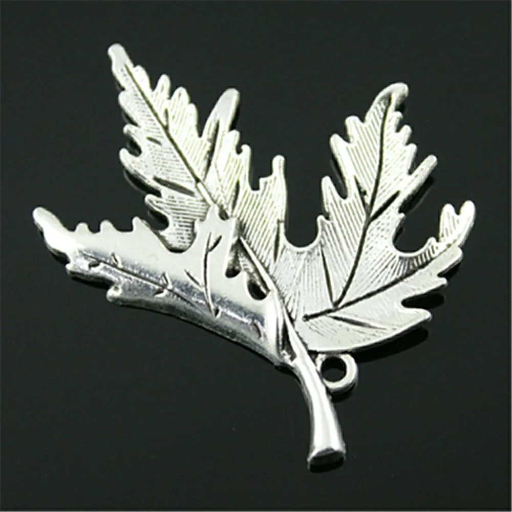 4pcs 2 Colors Antique Bronze Antique Silver Color Charm Maple Leaf Maple Leaf Charm Maple Leaf Pendant 45x55mm