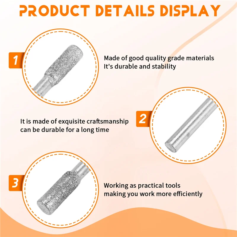 

AB47-20 Pcs Diamond Grinding Bits 4Mm Cylinder Head Grinding Bit Rotary Diamond Burr Set For Most Rotary Tool Bit Grinder